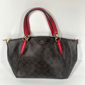 Coach Satchel Kelsey Small Brown Red Trim F28989 NO Shoulder Strap or Coach Tag
